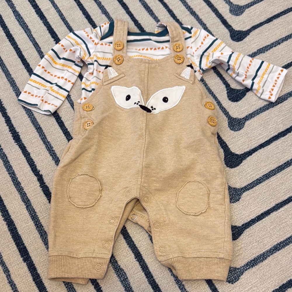 Beige Kids Bottoms with Fox Design